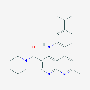 molecular formula C25H30N4O B2591361 7-methyl-3-(2-methylpiperidine-1-carbonyl)-N-[3-(propan-2-yl)phenyl]-1,8-naphthyridin-4-amine CAS No. 1251690-98-8