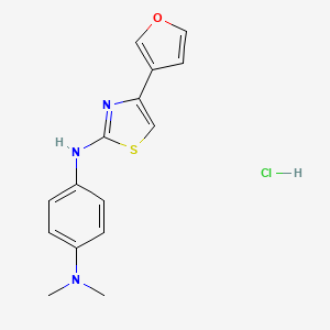 molecular formula C15H16ClN3OS B2591365 N1-(4-(furan-3-yl)thiazol-2-yl)-N4,N4-dimethylbenzene-1,4-diamine hydrochloride CAS No. 2034496-57-4