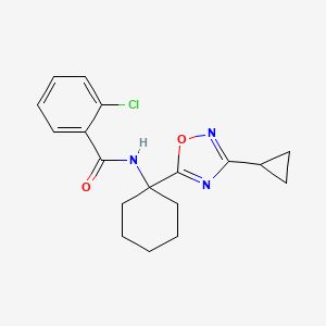 2-chloro-N-(1-(3-cyclopropyl-1,2,4-oxadiazol-5-yl)cyclohexyl)benzamide