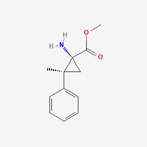 molecular formula C12H15NO2 B2591374 Methyl (1R,2S)-1-amino-2-methyl-2-phenylcyclopropane-1-carboxylate CAS No. 2248322-50-9