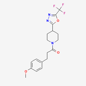 3-(4-Methoxyphenyl)-1-(4-(5-(trifluoromethyl)-1,3,4-oxadiazol-2-yl)piperidin-1-yl)propan-1-one