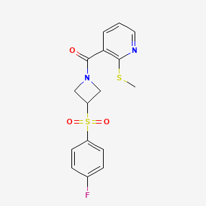B2591383 (3-((4-Fluorophenyl)sulfonyl)azetidin-1-yl)(2-(methylthio)pyridin-3-yl)methanone CAS No. 1797688-82-4