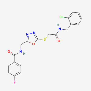 N-[[5-[2-[(2-chlorophenyl)methylamino]-2-oxoethyl]sulfanyl-1,3,4-oxadiazol-2-yl]methyl]-4-fluorobenzamide
