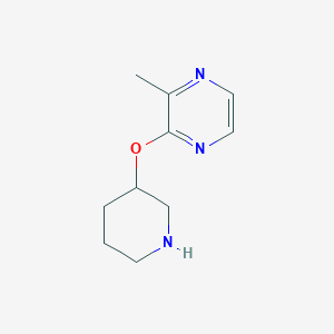 molecular formula C10H15N3O B2591396 2-Methyl-3-(piperidin-3-yloxy)pyrazine CAS No. 1421106-09-3