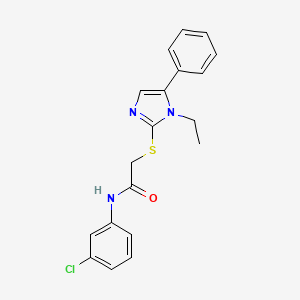 molecular formula C19H18ClN3OS B2591419 N-(3-chlorophenyl)-2-((1-ethyl-5-phenyl-1H-imidazol-2-yl)thio)acetamide CAS No. 1207044-98-1