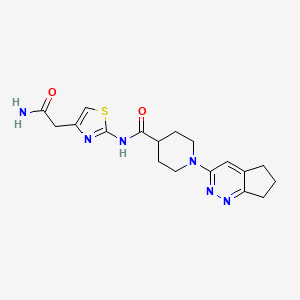 molecular formula C18H22N6O2S B2591422 N-[4-(carbamoylmethyl)-1,3-thiazol-2-yl]-1-{5H,6H,7H-cyclopenta[c]pyridazin-3-yl}piperidine-4-carboxamide CAS No. 2097902-31-1