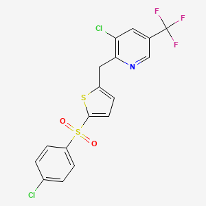 3-Chloro-2-[[5-(4-chlorophenyl)sulfonylthiophen-2-yl]methyl]-5-(trifluoromethyl)pyridine