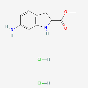 molecular formula C10H14Cl2N2O2 B2591456 Methyl 6-aminoindoline-2-carboxylate dihydrochloride CAS No. 1384264-16-7