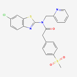 molecular formula C22H18ClN3O3S2 B2591459 N-(6-chloro-1,3-benzothiazol-2-yl)-2-(4-methanesulfonylphenyl)-N-[(pyridin-2-yl)methyl]acetamide CAS No. 919852-59-8