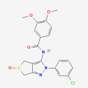 molecular formula C20H18ClN3O4S B2591487 N-[2-(3-chlorophenyl)-5-oxo-2H,4H,6H-5lambda4-thieno[3,4-c]pyrazol-3-yl]-3,4-dimethoxybenzamide CAS No. 1019104-01-8