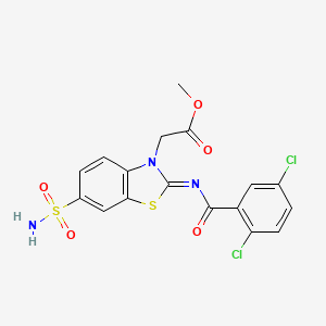 molecular formula C17H13Cl2N3O5S2 B2591494 methyl 2-[(2Z)-2-[(2,5-dichlorobenzoyl)imino]-6-sulfamoyl-2,3-dihydro-1,3-benzothiazol-3-yl]acetate CAS No. 887207-00-3