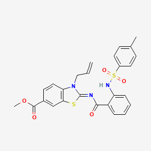 molecular formula C26H23N3O5S2 B2591523 methyl (2Z)-2-{[2-(4-methylbenzenesulfonamido)benzoyl]imino}-3-(prop-2-en-1-yl)-2,3-dihydro-1,3-benzothiazole-6-carboxylate CAS No. 865174-95-4