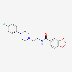 molecular formula C20H22ClN3O3 B2591540 N-(2-(4-(4-chlorophenyl)piperazin-1-yl)ethyl)benzo[d][1,3]dioxole-5-carboxamide CAS No. 1049471-38-6