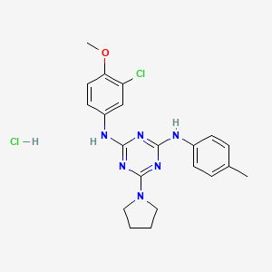 B2591576 N2-(3-chloro-4-methoxyphenyl)-6-(pyrrolidin-1-yl)-N4-(p-tolyl)-1,3,5-triazine-2,4-diamine hydrochloride CAS No. 1179470-03-1