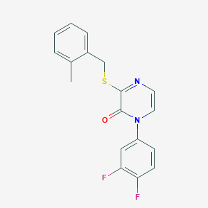 1-(3,4-Difluorophenyl)-3-[(2-methylphenyl)methylsulfanyl]pyrazin-2-one