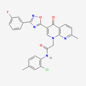 molecular formula C26H19ClFN5O3 B2591623 N-(2-chloro-4-methylphenyl)-2-{3-[3-(3-fluorophenyl)-1,2,4-oxadiazol-5-yl]-7-methyl-4-oxo-1,4-dihydro-1,8-naphthyridin-1-yl}acetamide CAS No. 1030132-90-1