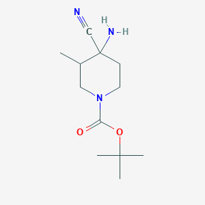 molecular formula C12H21N3O2 B2591628 tert-butyl4-amino-4-cyano-3-methylpiperidine-1-carboxylate CAS No. 1876721-45-7