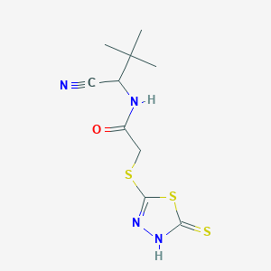molecular formula C10H14N4OS3 B2591642 N-(1-cyano-2,2-dimethylpropyl)-2-[(5-sulfanyl-1,3,4-thiadiazol-2-yl)sulfanyl]acetamide CAS No. 1808529-50-1