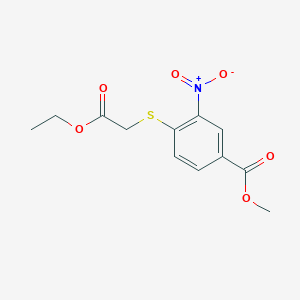 molecular formula C12H13NO6S B2591653 Methyl 4-[(2-ethoxy-2-oxoethyl)thio]-3-nitrobenzoate CAS No. 188614-00-8
