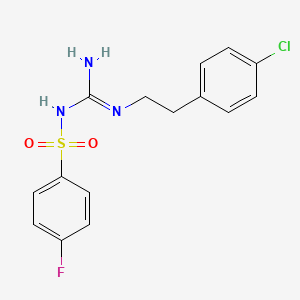 molecular formula C15H15ClFN3O2S B2591701 N-(N-(4-chlorophenethyl)carbamimidoyl)-4-fluorobenzenesulfonamide CAS No. 869075-30-9