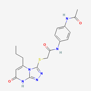 molecular formula C18H20N6O3S B2591712 N-(4-acetamidophenyl)-2-((7-oxo-5-propyl-7,8-dihydro-[1,2,4]triazolo[4,3-a]pyrimidin-3-yl)thio)acetamide CAS No. 895004-77-0