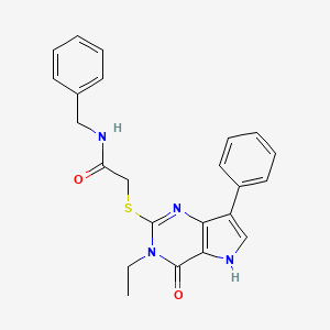 molecular formula C23H22N4O2S B2591742 N-benzyl-2-({3-ethyl-4-oxo-7-phenyl-3H,4H,5H-pyrrolo[3,2-d]pyrimidin-2-yl}sulfanyl)acetamide CAS No. 1021230-17-0