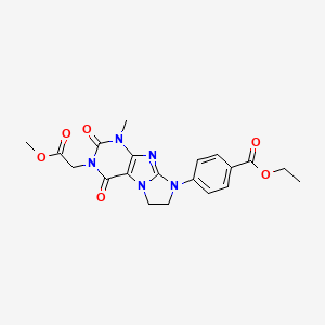 molecular formula C20H21N5O6 B2591745 Ethyl 4-[2-(2-methoxy-2-oxoethyl)-4-methyl-1,3-dioxo-7,8-dihydropurino[7,8-a]imidazol-6-yl]benzoate CAS No. 893961-88-1
