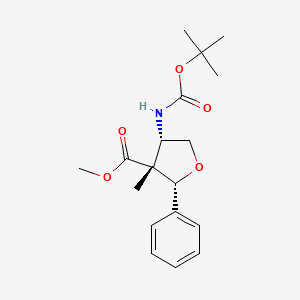 molecular formula C18H25NO5 B2591754 methyl (2R,3R,4S)-4-{[(tert-butoxy)carbonyl]amino}-3-methyl-2-phenyloxolane-3-carboxylate CAS No. 1514547-16-0