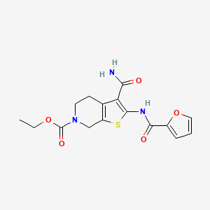 molecular formula C16H17N3O5S B2591762 ethyl 3-carbamoyl-2-(furan-2-carboxamido)-4,5-dihydrothieno[2,3-c]pyridine-6(7H)-carboxylate CAS No. 864925-74-6