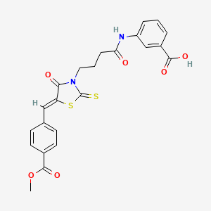 (Z)-3-(4-(5-(4-(methoxycarbonyl)benzylidene)-4-oxo-2-thioxothiazolidin-3-yl)butanamido)benzoic acid