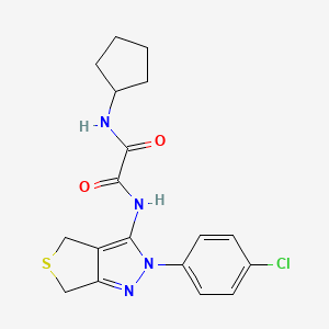 molecular formula C18H19ClN4O2S B2591778 N-[2-(4-CHLOROPHENYL)-2H,4H,6H-THIENO[3,4-C]PYRAZOL-3-YL]-N'-CYCLOPENTYLETHANEDIAMIDE CAS No. 946209-29-6