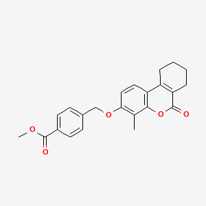 molecular formula C23H22O5 B2591838 methyl 4-{[(4-methyl-6-oxo-7,8,9,10-tetrahydro-6H-benzo[c]chromen-3-yl)oxy]methyl}benzoate CAS No. 307550-19-2