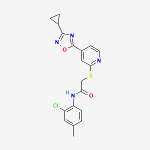 molecular formula C19H17ClN4O2S B2591849 N-(2-chloro-4-methylphenyl)-2-((4-(3-cyclopropyl-1,2,4-oxadiazol-5-yl)pyridin-2-yl)thio)acetamide CAS No. 1251558-81-2