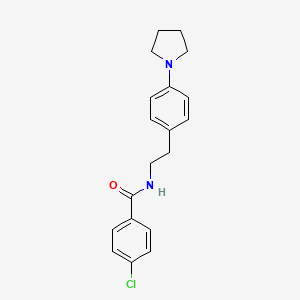 molecular formula C19H21ClN2O B2591850 4-chloro-N-(4-(pyrrolidin-1-yl)phenethyl)benzamide CAS No. 952992-78-8