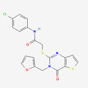 molecular formula C19H14ClN3O3S2 B2591898 N-(4-chlorophenyl)-2-({3-[(furan-2-yl)methyl]-4-oxo-3H,4H-thieno[3,2-d]pyrimidin-2-yl}sulfanyl)acetamide CAS No. 1326892-17-4