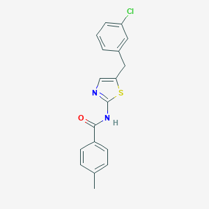 molecular formula C18H15ClN2OS B259193 N-{5-[(3-chlorophenyl)methyl]-1,3-thiazol-2-yl}-4-methylbenzamide 