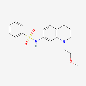 molecular formula C18H22N2O3S B2591934 N-(1-(2-methoxyethyl)-1,2,3,4-tetrahydroquinolin-7-yl)benzenesulfonamide CAS No. 1171840-05-3