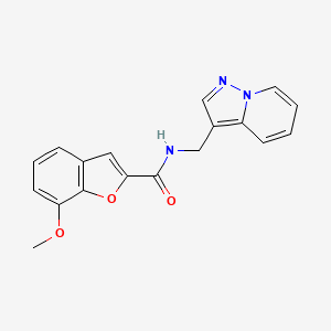 molecular formula C18H15N3O3 B2591957 7-methoxy-N-(pyrazolo[1,5-a]pyridin-3-ylmethyl)benzofuran-2-carboxamide CAS No. 1396854-73-1