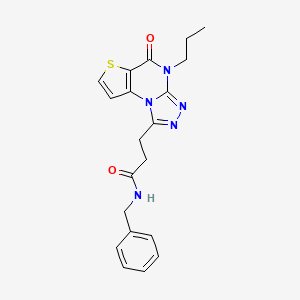 molecular formula C20H21N5O2S B2592037 N-benzyl-3-{7-oxo-8-propyl-5-thia-1,8,10,11-tetraazatricyclo[7.3.0.0^{2,6}]dodeca-2(6),3,9,11-tetraen-12-yl}propanamide CAS No. 1189656-26-5