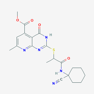 molecular formula C20H23N5O4S B2592083 methyl 2-({1-[(1-cyanocyclohexyl)carbamoyl]ethyl}sulfanyl)-7-methyl-4-oxo-3H,4H-pyrido[2,3-d]pyrimidine-5-carboxylate CAS No. 1223315-68-1