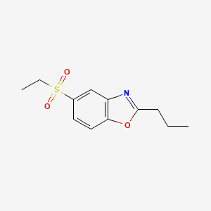 molecular formula C12H15NO3S B2592109 Ethyl 2-propyl-1,3-benzoxazol-5-yl sulfone CAS No. 900015-05-6