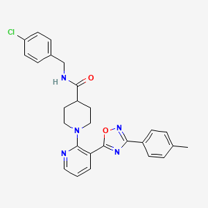 molecular formula C27H26ClN5O2 B2592126 N-(4-chlorobenzyl)-1-{3-[3-(4-methylphenyl)-1,2,4-oxadiazol-5-yl]pyridin-2-yl}piperidine-4-carboxamide CAS No. 1351834-43-9
