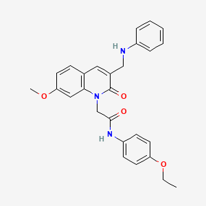 molecular formula C27H27N3O4 B2592155 N-(4-ethoxyphenyl)-2-{7-methoxy-2-oxo-3-[(phenylamino)methyl]-1,2-dihydroquinolin-1-yl}acetamide CAS No. 932523-39-2