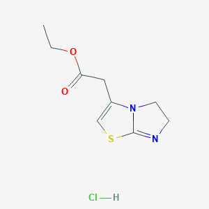 molecular formula C9H13ClN2O2S B2592190 Ethyl 5,6-dihydroimidazo[2,1-b][1,3]thiazol-3-ylacetate hydrochloride CAS No. 76629-19-1
