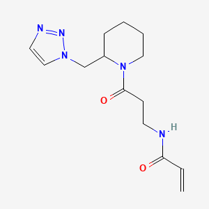 molecular formula C14H21N5O2 B2592212 N-[3-Oxo-3-[2-(triazol-1-ylmethyl)piperidin-1-yl]propyl]prop-2-enamide CAS No. 2361775-42-8