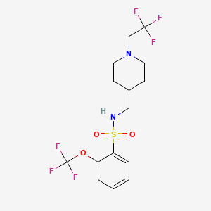 molecular formula C15H18F6N2O3S B2592220 N-{[1-(2,2,2-trifluoroethyl)piperidin-4-yl]methyl}-2-(trifluoromethoxy)benzene-1-sulfonamide CAS No. 2310208-08-1