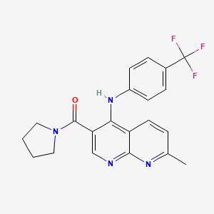 B2592230 (7-Methyl-4-((4-(trifluoromethyl)phenyl)amino)-1,8-naphthyridin-3-yl)(pyrrolidin-1-yl)methanone CAS No. 1251569-16-0