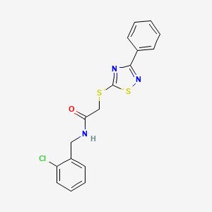 molecular formula C17H14ClN3OS2 B2592231 N-[(2-chlorophenyl)methyl]-2-[(3-phenyl-1,2,4-thiadiazol-5-yl)sulfanyl]acetamide CAS No. 864916-82-5