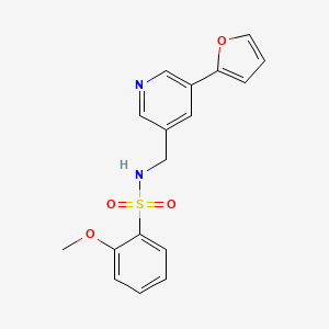 molecular formula C17H16N2O4S B2592236 N-((5-(furan-2-yl)pyridin-3-yl)methyl)-2-methoxybenzenesulfonamide CAS No. 2034613-60-8