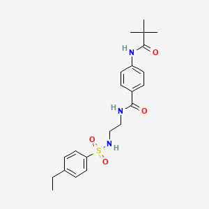 molecular formula C22H29N3O4S B2592240 N-(2-(4-ethylphenylsulfonamido)ethyl)-4-pivalamidobenzamide CAS No. 1091444-01-7